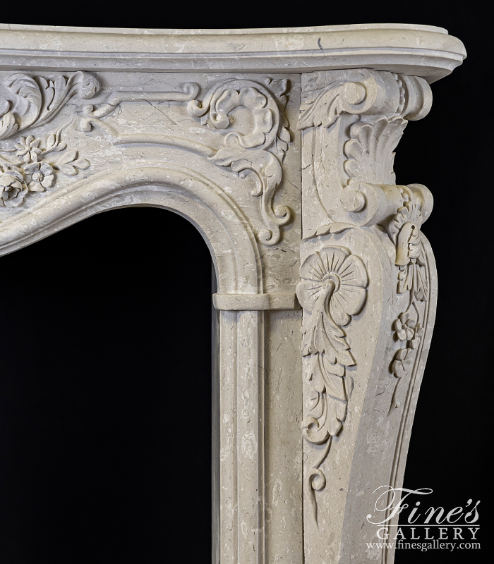 Marble Fireplaces  - Rococo Era Mantel In Italian Perlato Royal Marble - MFP-2264